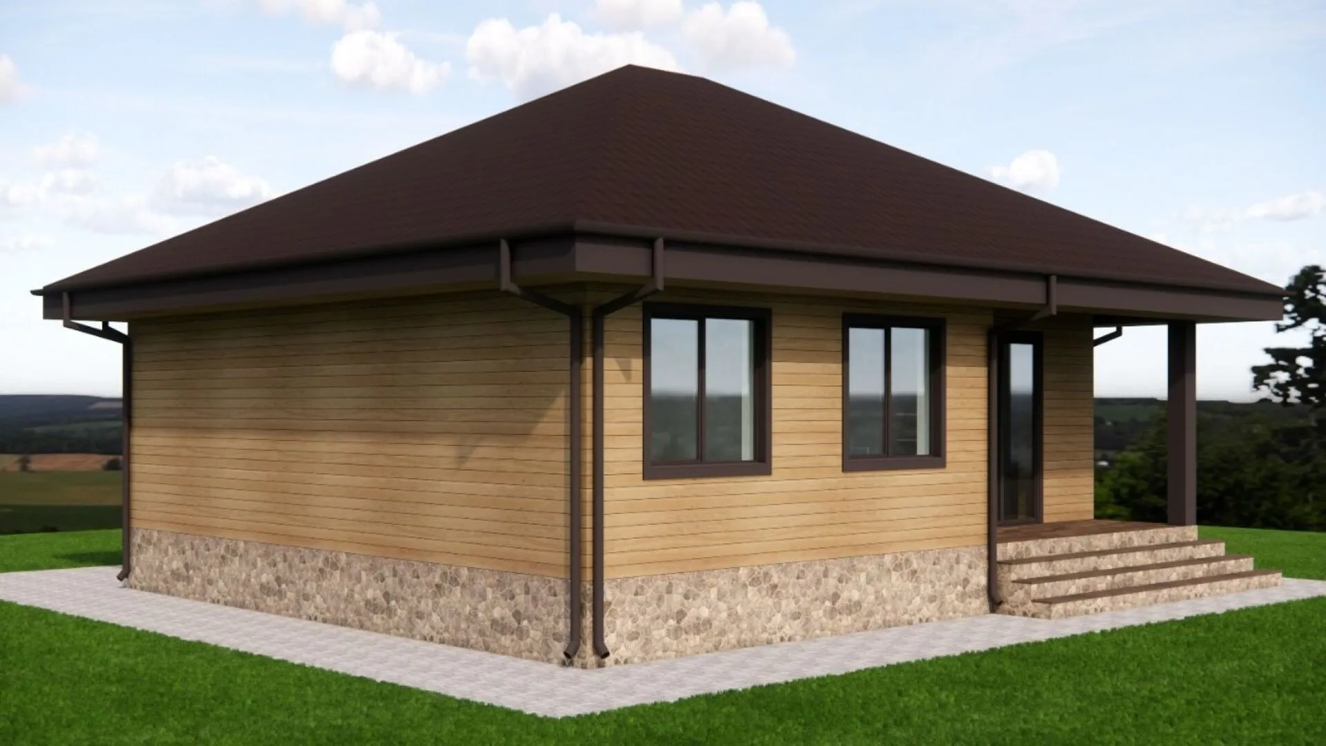 Одноэтажный дом по каркасной технологии РС-10