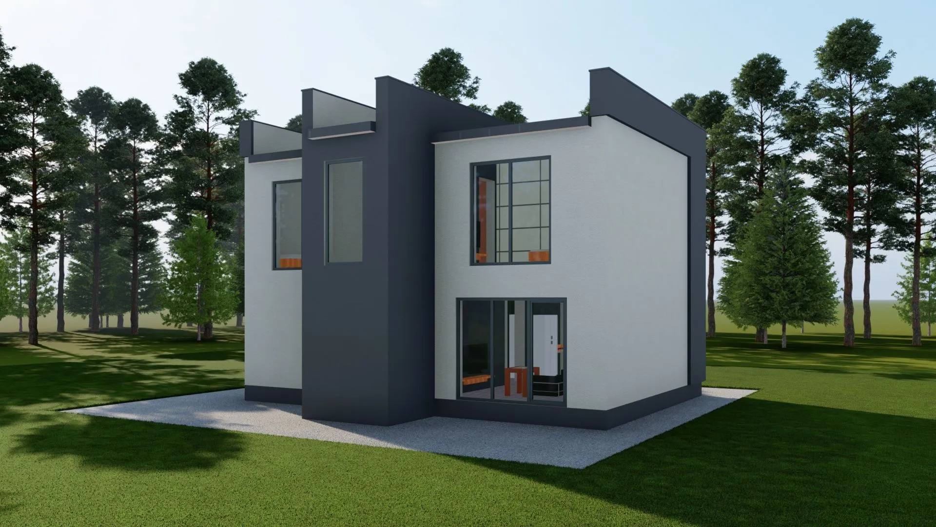 Дом в стиле Хайтек из арболита в двух этажах