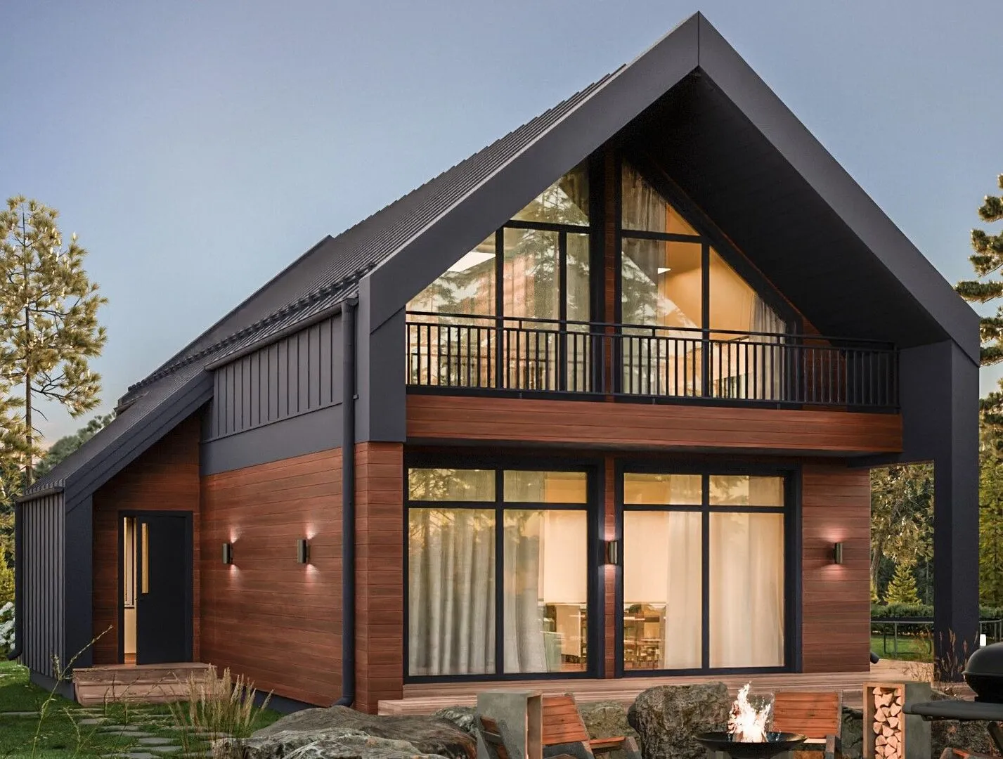 Современный дом в стиле Барнхаус L235