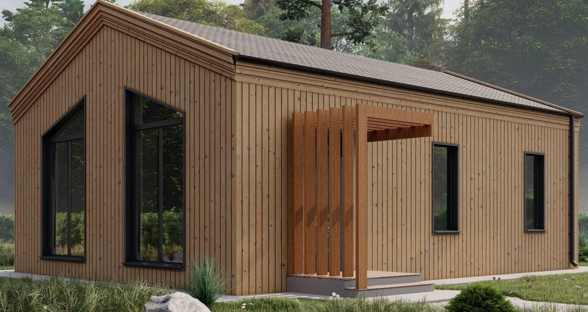 Одноэтажный загородный дом серии JARDIN 75