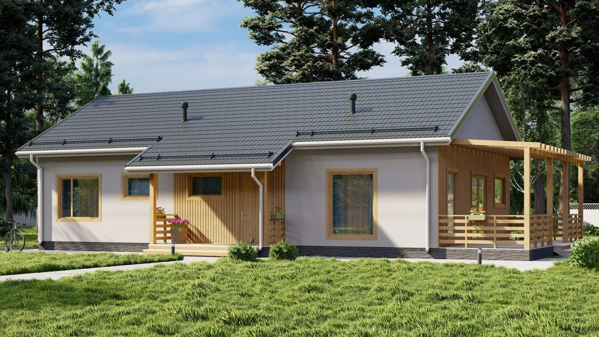 Одноэтажный дом из газобетона 