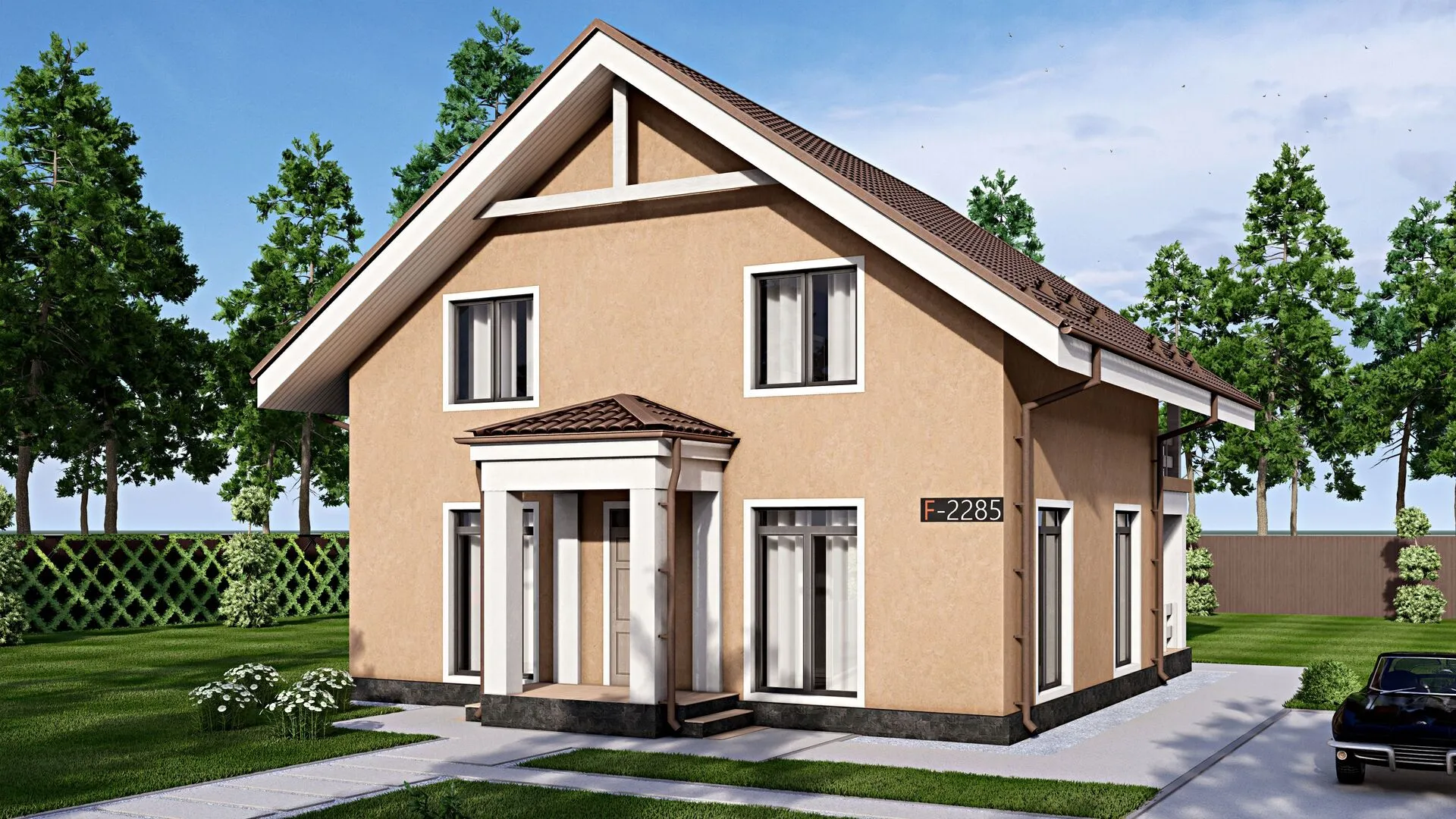 Одноэтажный дом с мансардой FIXPLANS - 2285