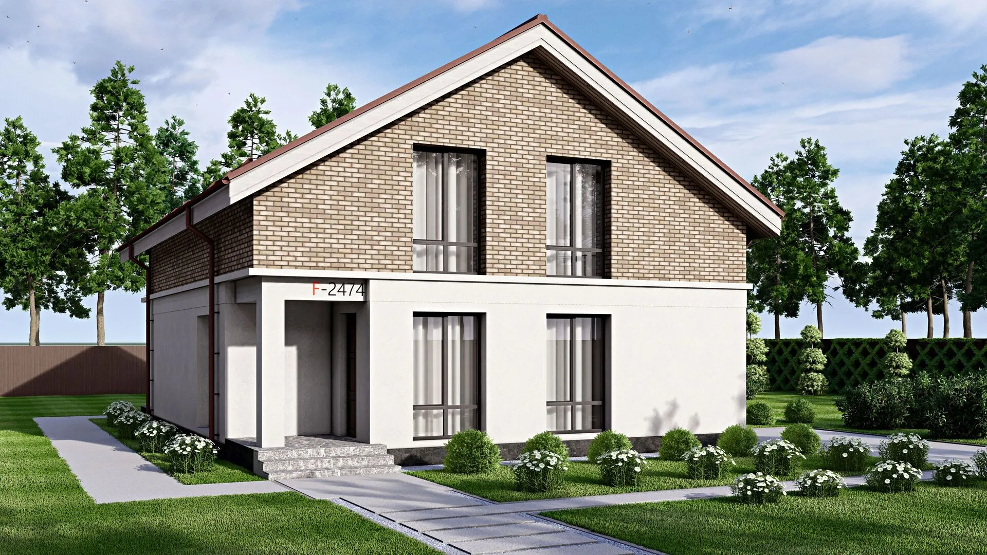 Одноэтажный дом с мансардой FIXPLANS - 2474