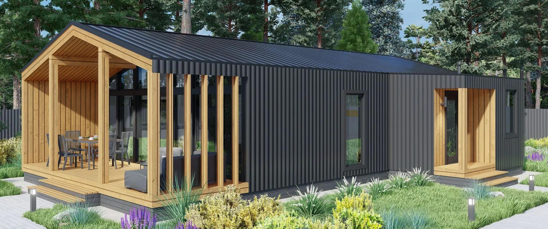 Одноэтажный БарнХаус. Проект 50-21КД2.