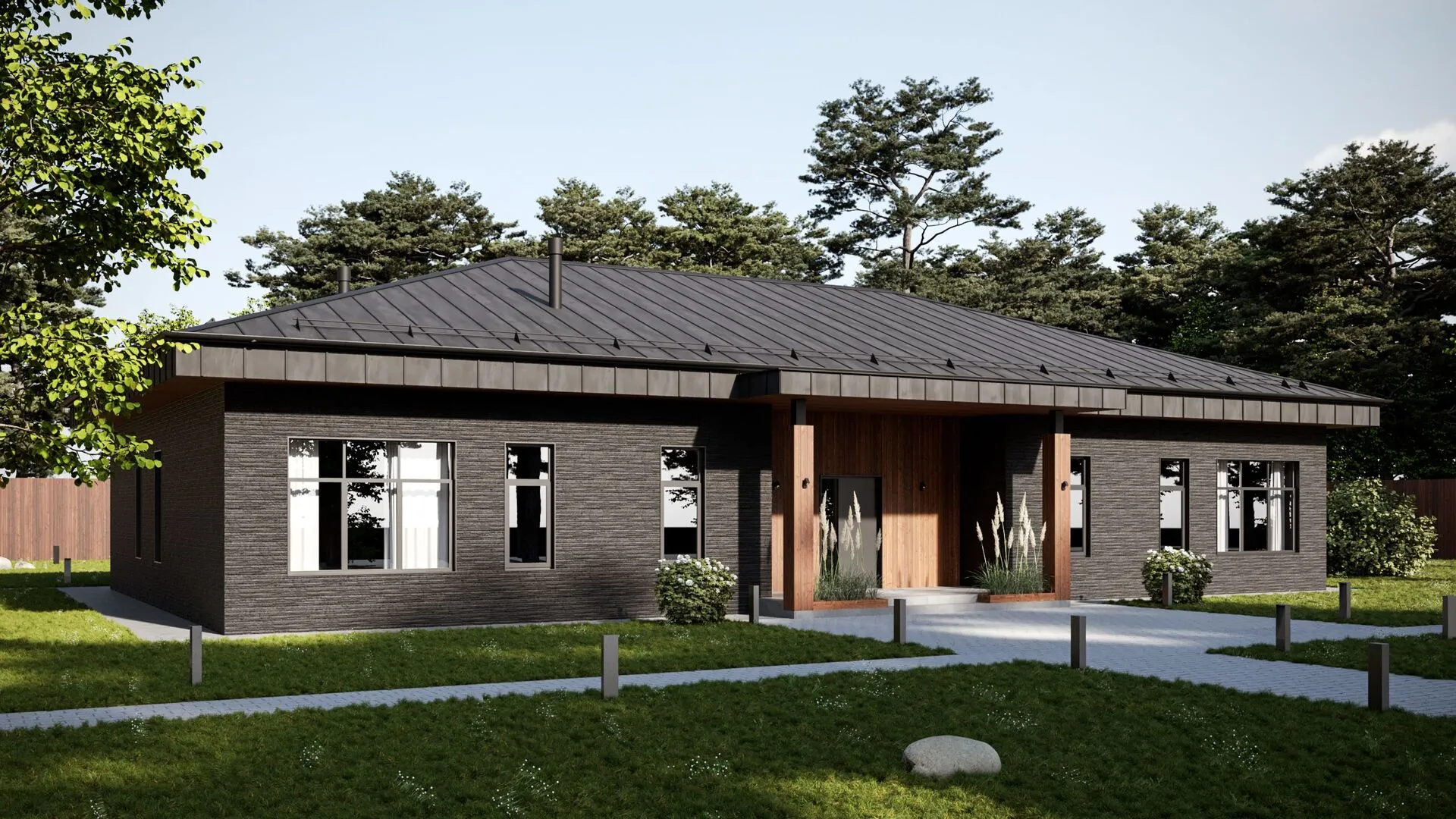 Каменный одноэтажный коттедж Тверь