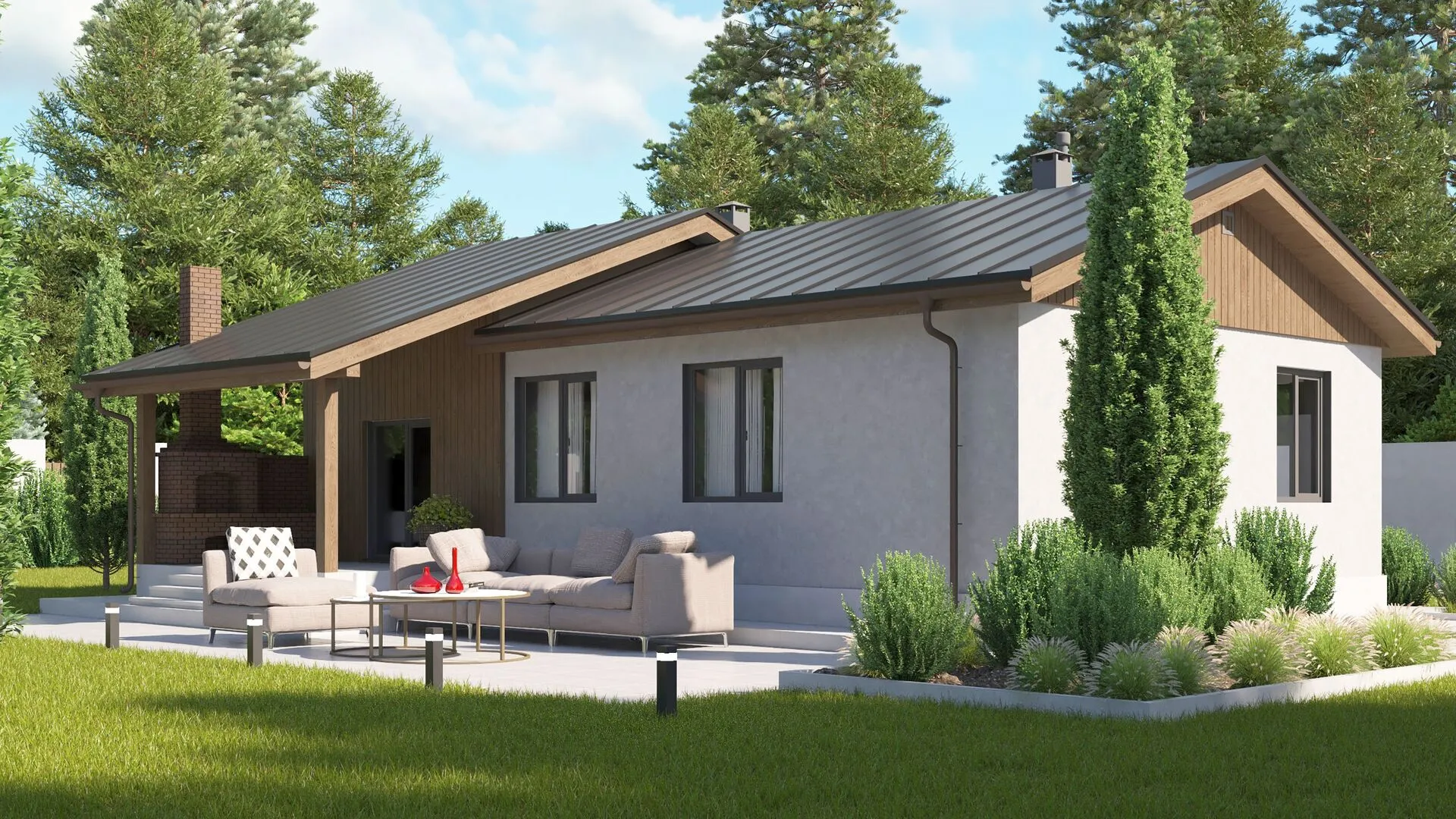 Каменный одноэтажный дом ДГ-10