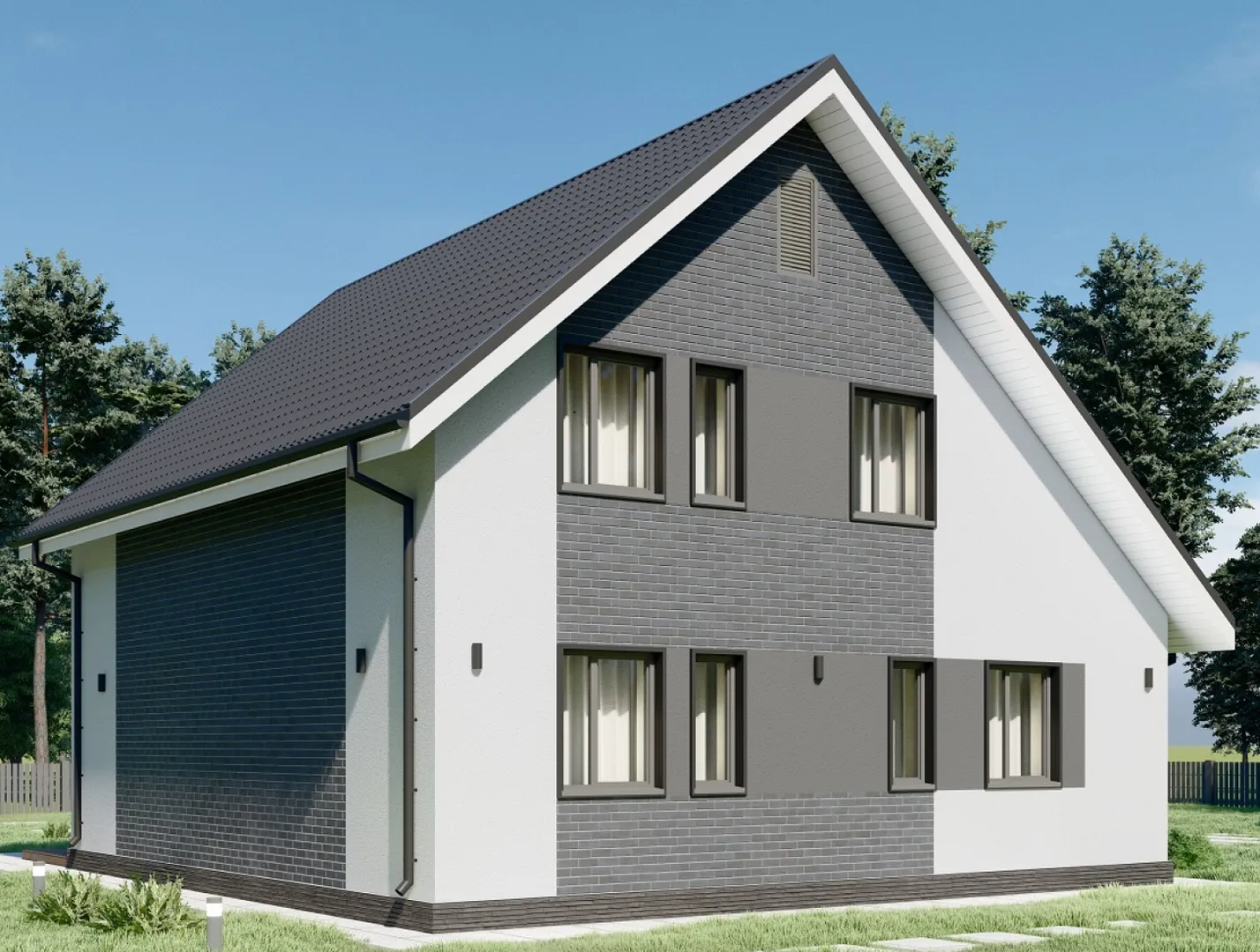 Проект компактного дома со скатной кровлей S-162