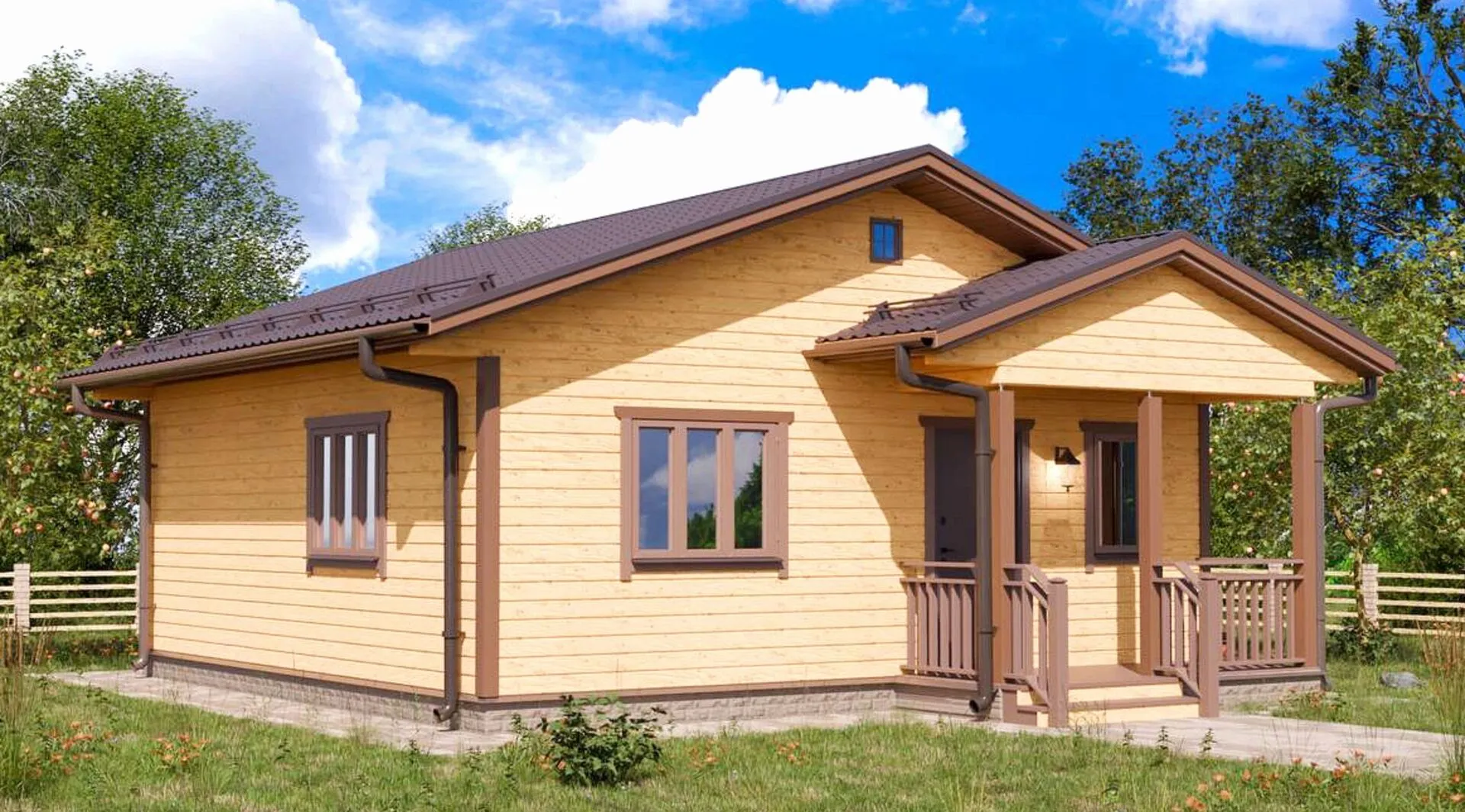 Одноэтажный дом из бруса