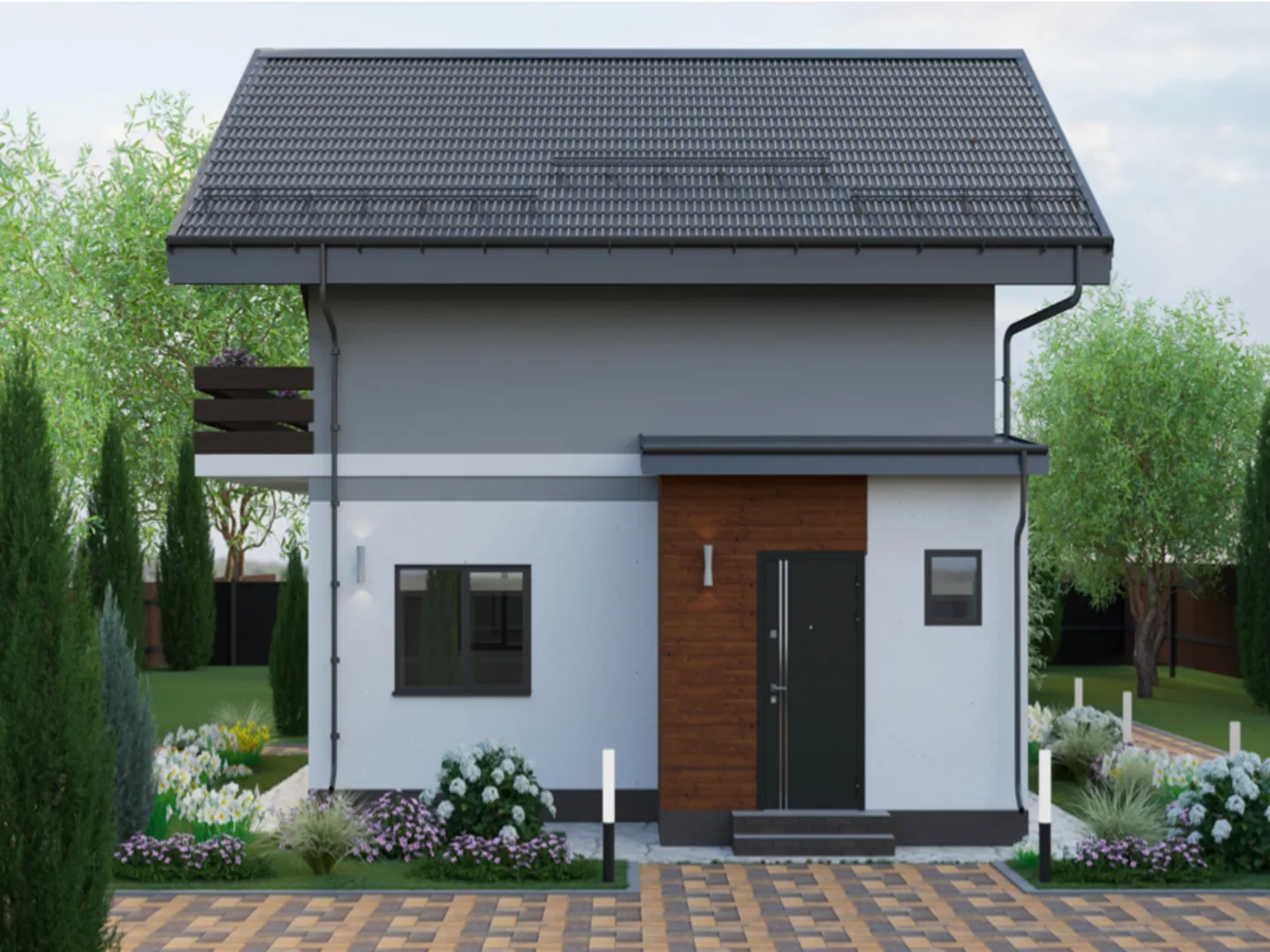 Двухэтажный дом с балконом м-112