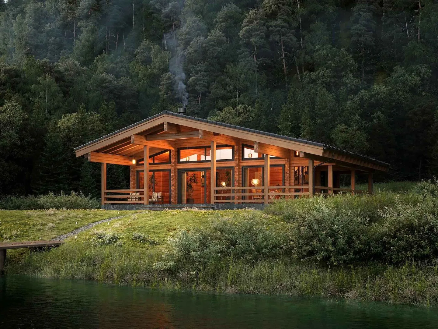 Одноэтажный дом из клеёного бруса КБ-130