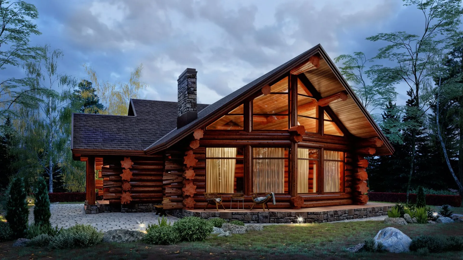 Двухэтажный деревянный дом 