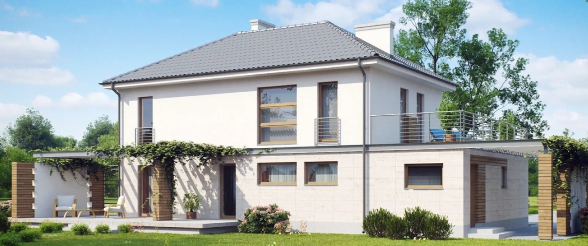 Дом с просторной террасой над гаражом S3-192-2 (Zx6)