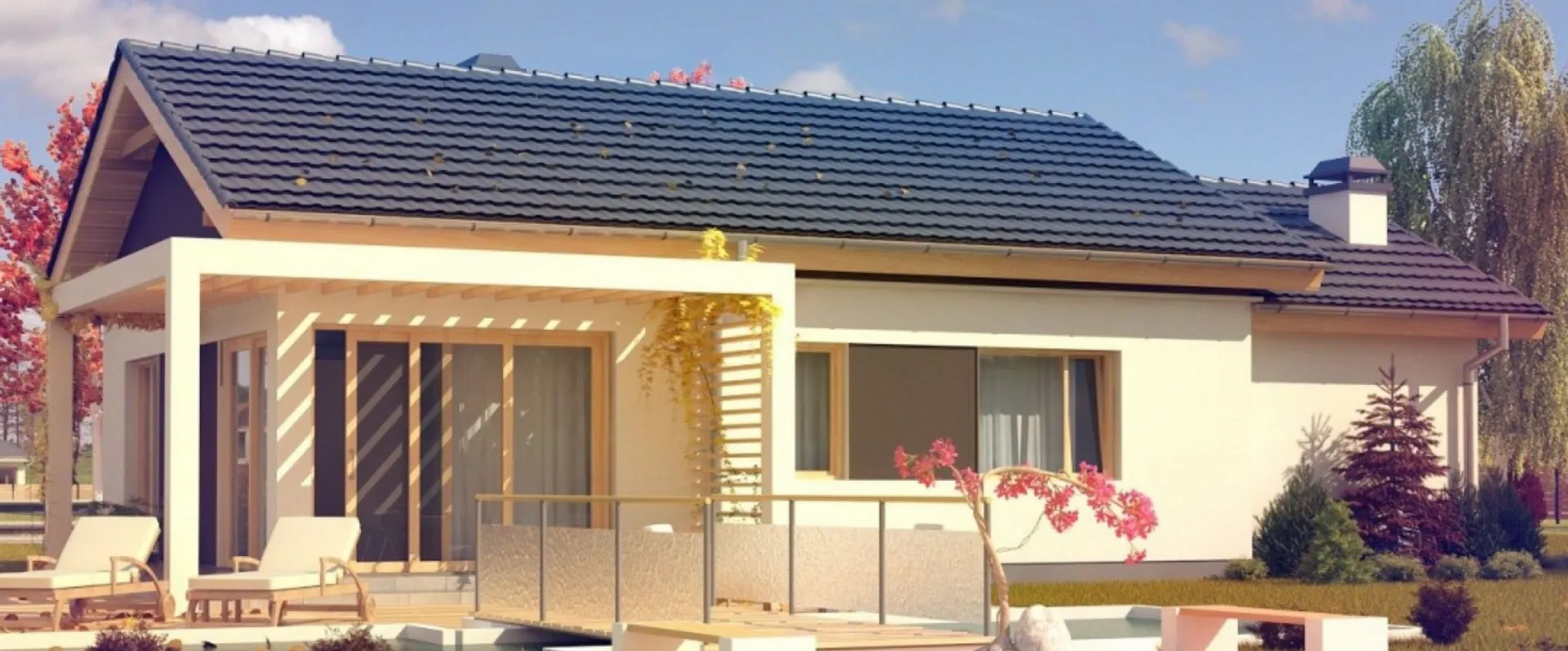 Дачный дом с двускатной кровлей S3-105-2 (Z259)