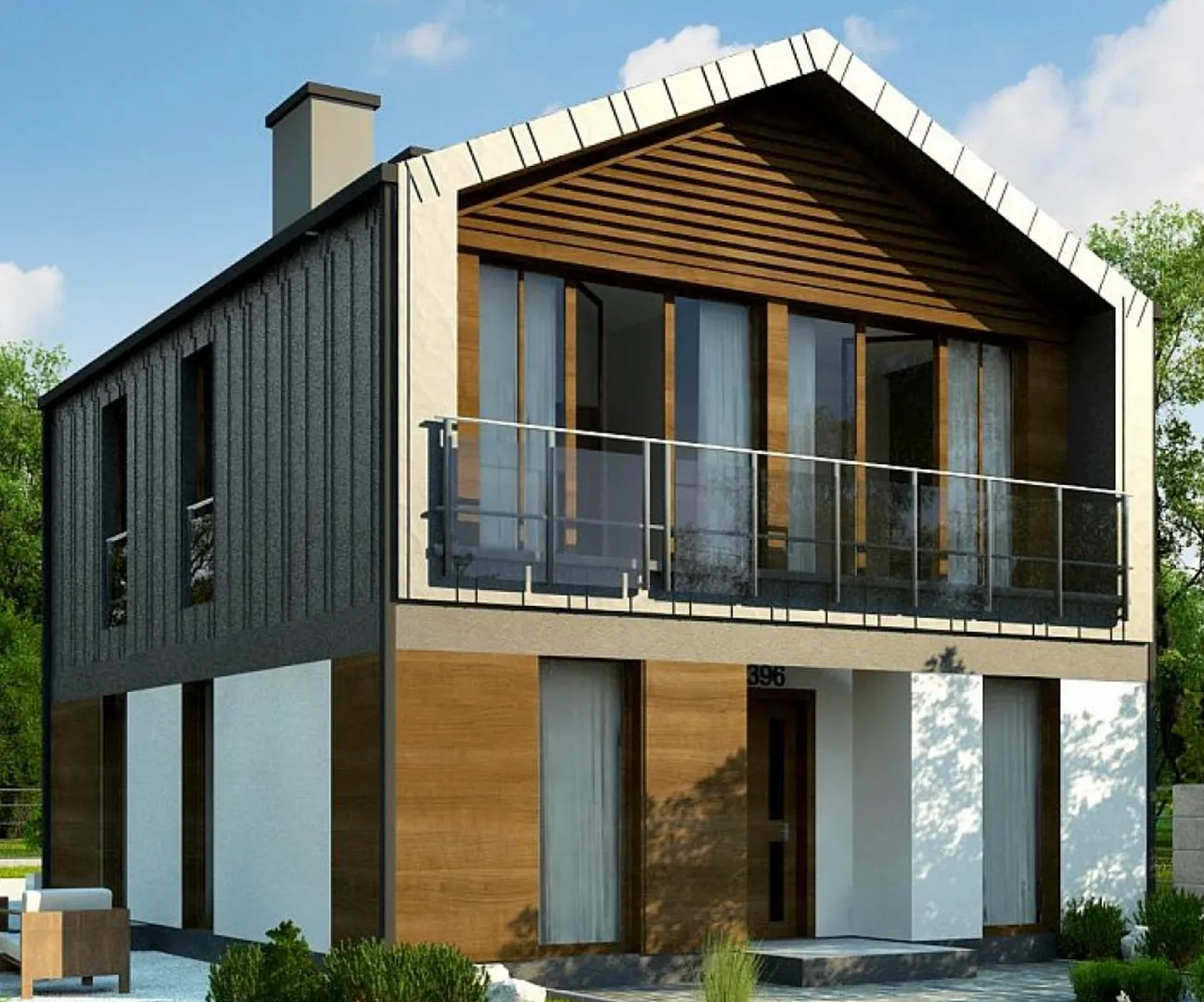 Современный двухэтажный дом с оригинальным дизайном S3-106-3 (Z396)