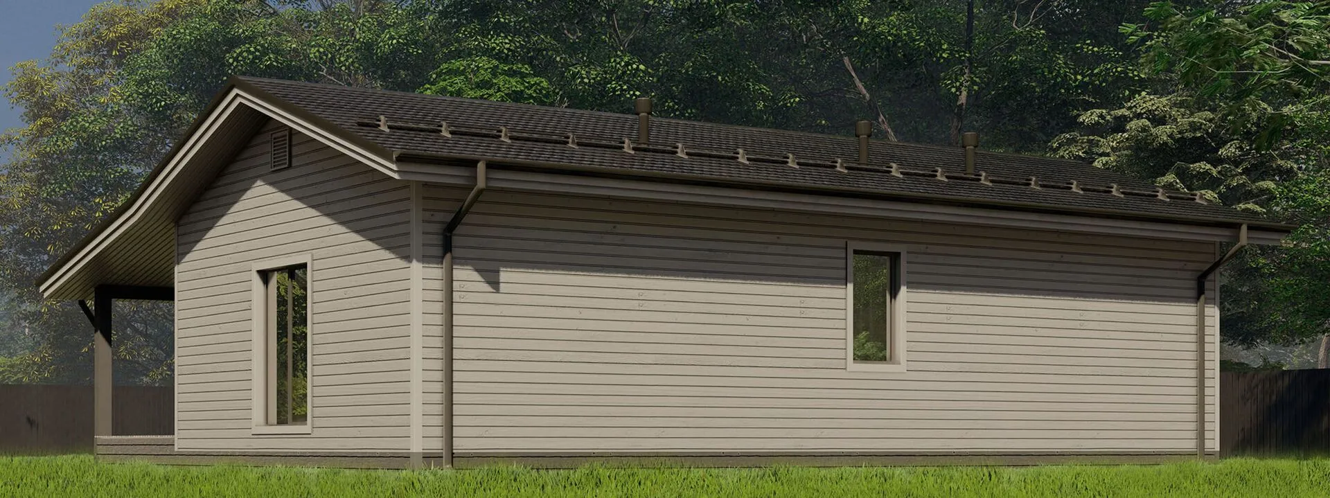 Одноэтажный дом с террасой 09-23КД.