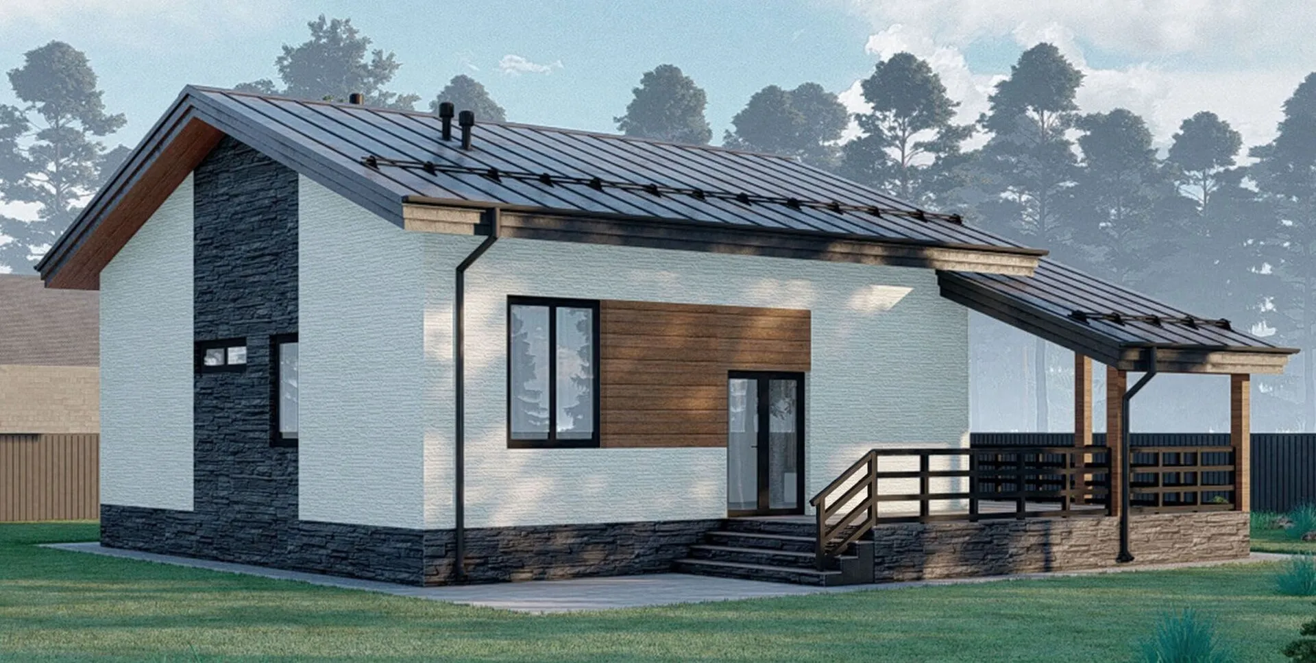 Одноэтажное шале с террасой. Проект 64-23КД.