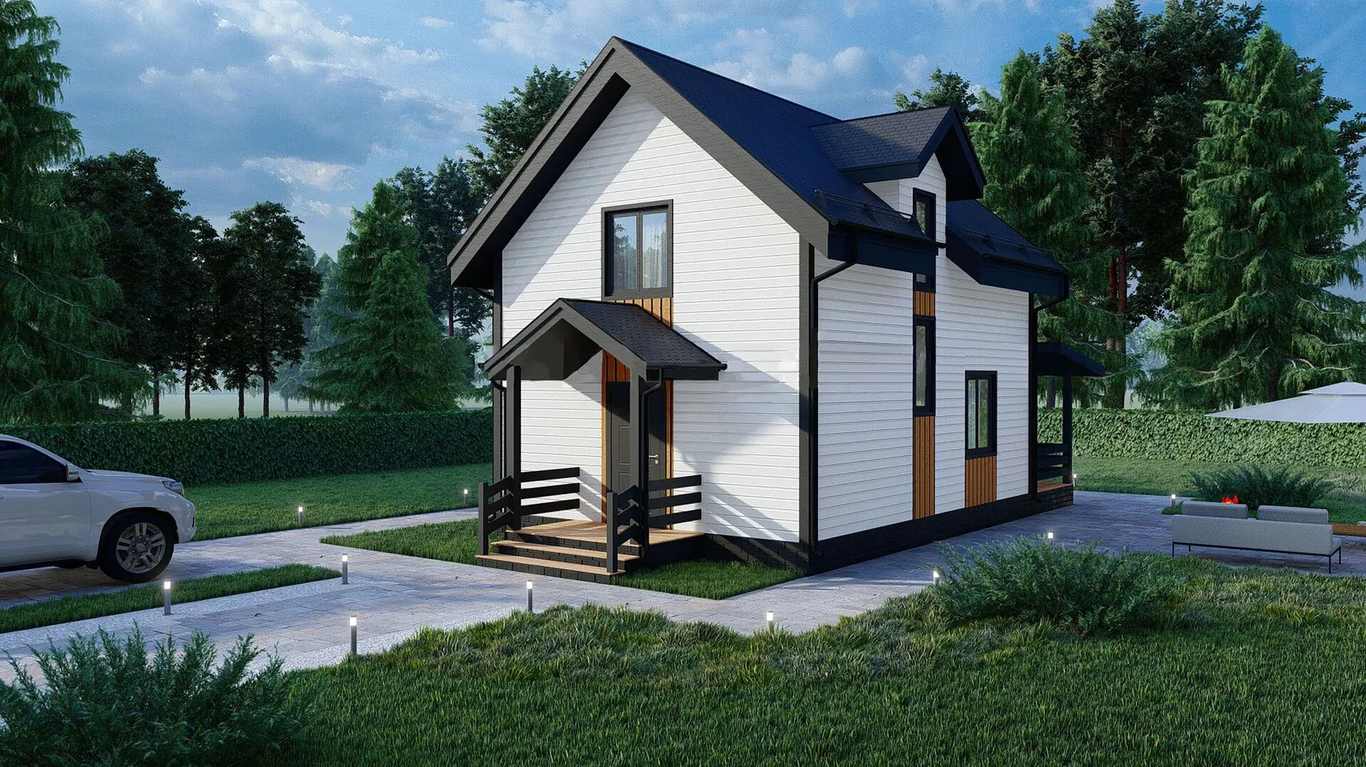 Двухэтажный дом с мезонином. Проект 65-22КД.