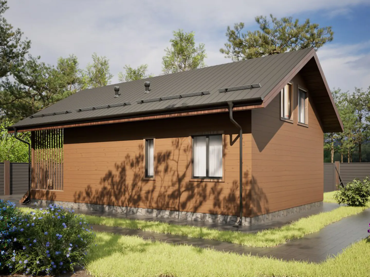 Дом в стиле Шале 8х10 с антресолью