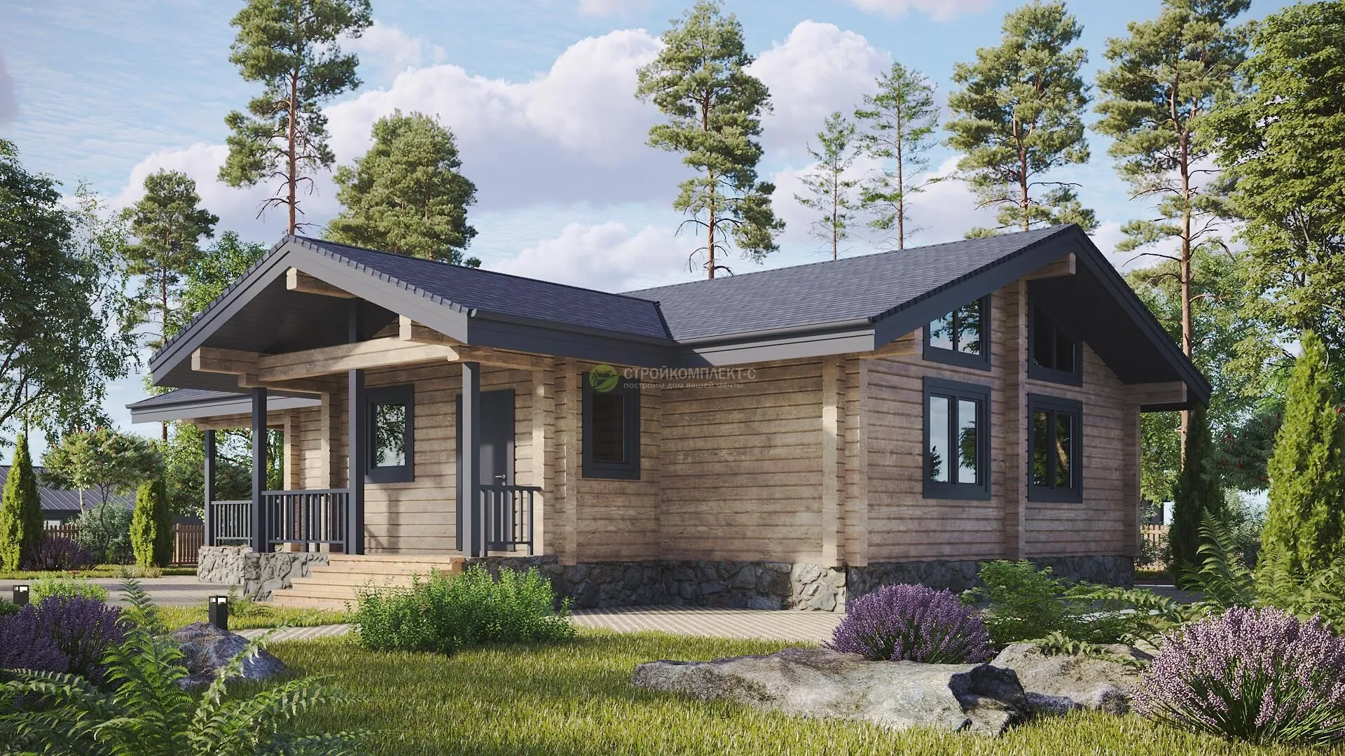 Одноэтажный дом из клееного бруса 3-20-3