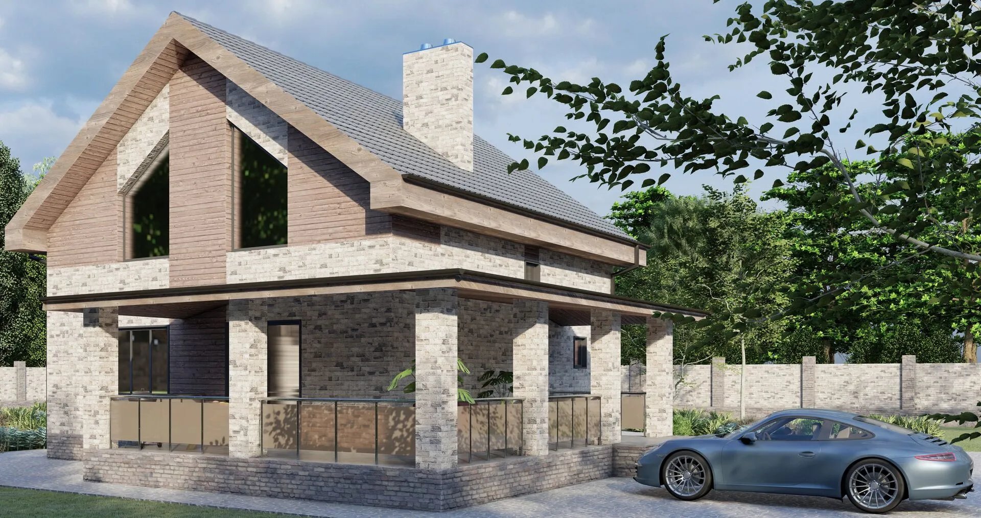 Двухэтажный коттедж С120