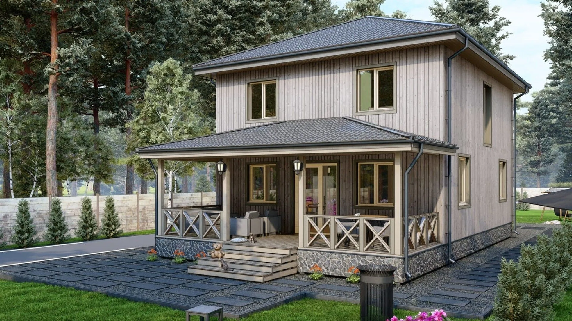 Двухэтажный каркасный дом Лаванда