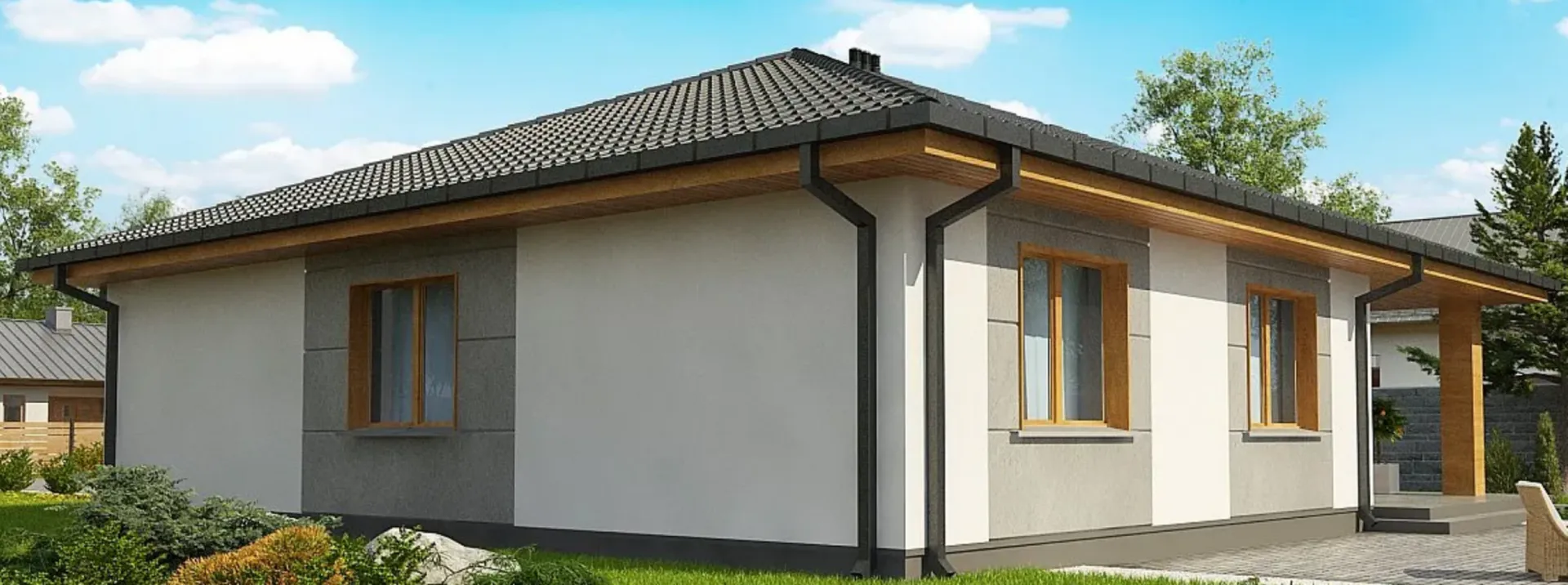 Классический одноэтажный дом с четырьмя спальнями S3-127-6 (Z67 A)