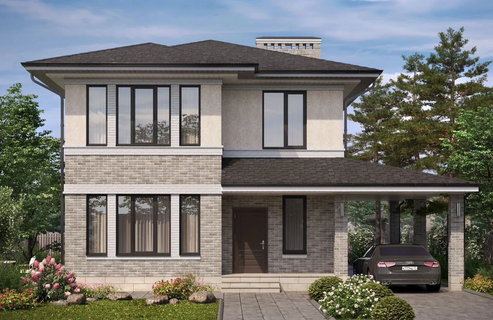 Двухэтажный загородный дом №225-1