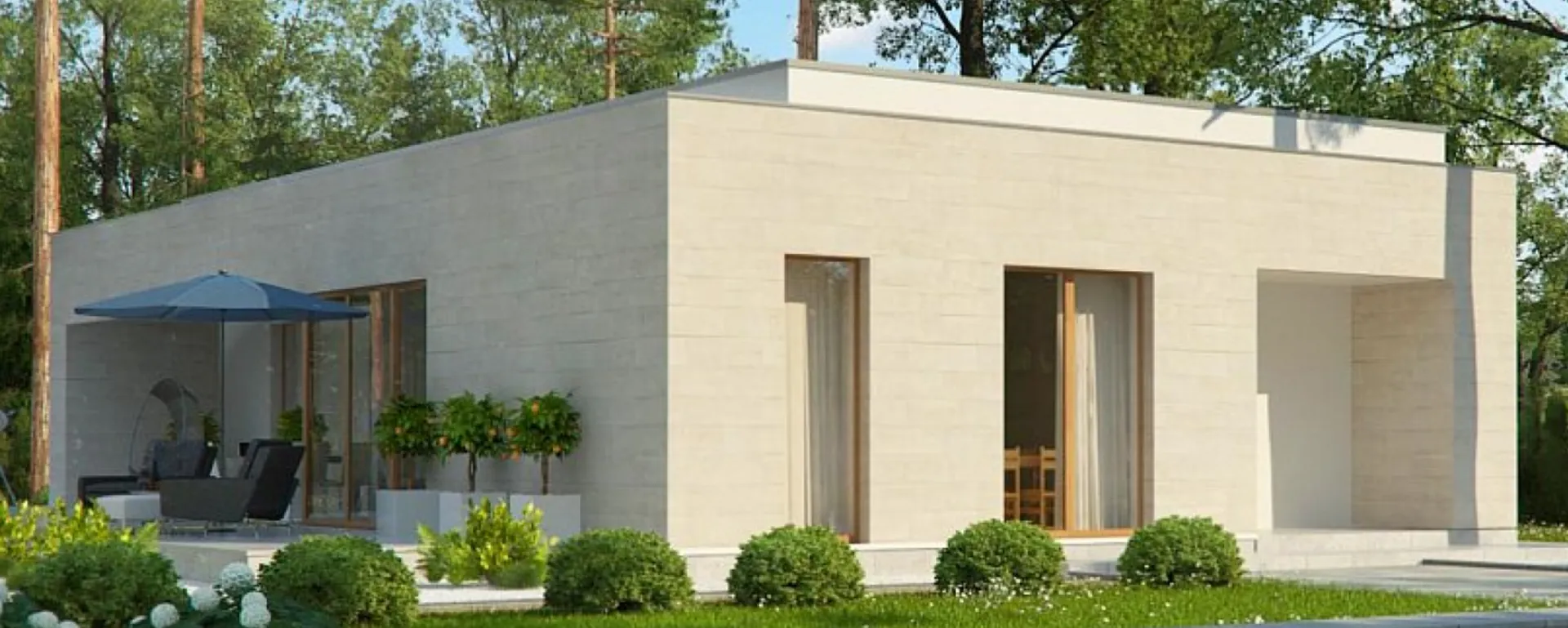 Комфортабельный одноэтажный дом в стиле хайтек S3-129-4 (Zx67)