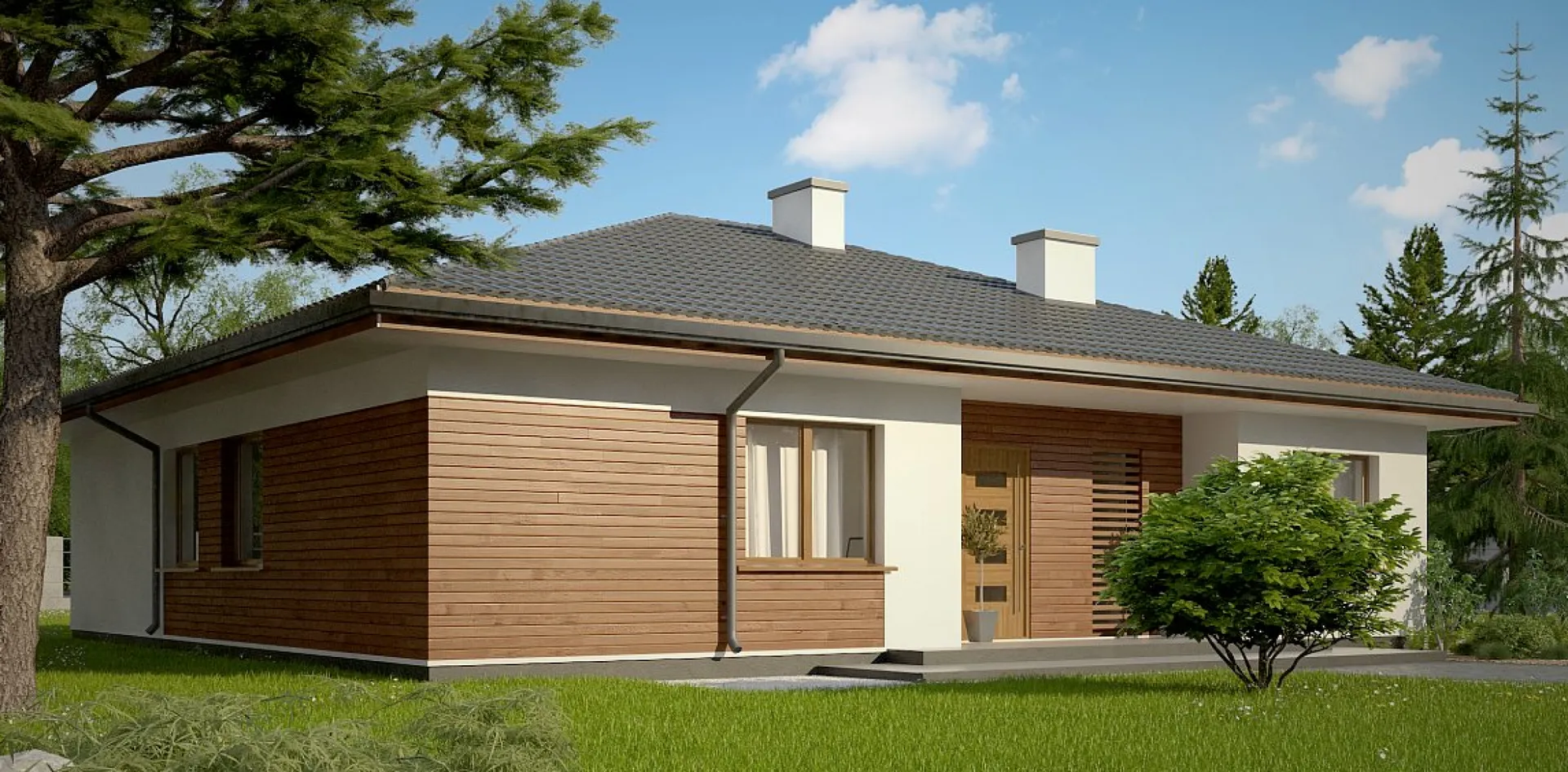 Стильный одноэтажный дом с уютной террасой S3-134-5 (Z321)