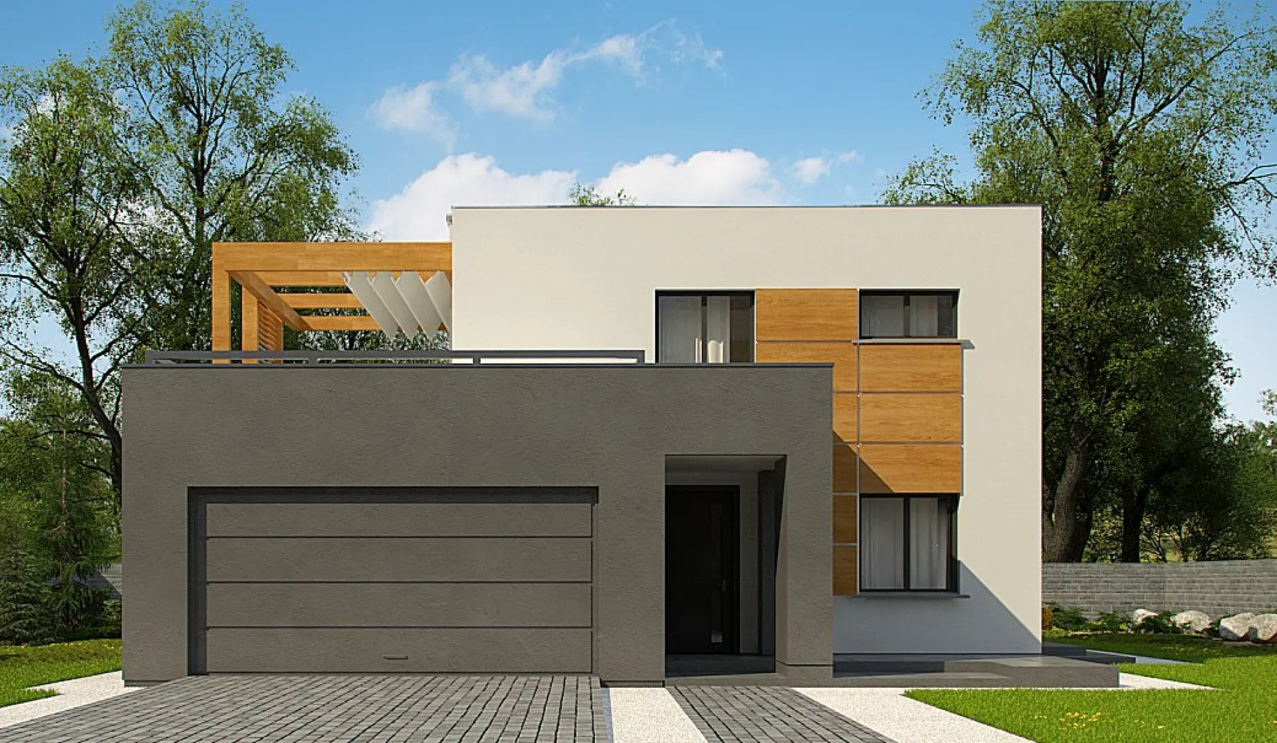 Двухэтажный дом с террасами на двух уровнях S3-137 (Zx73)