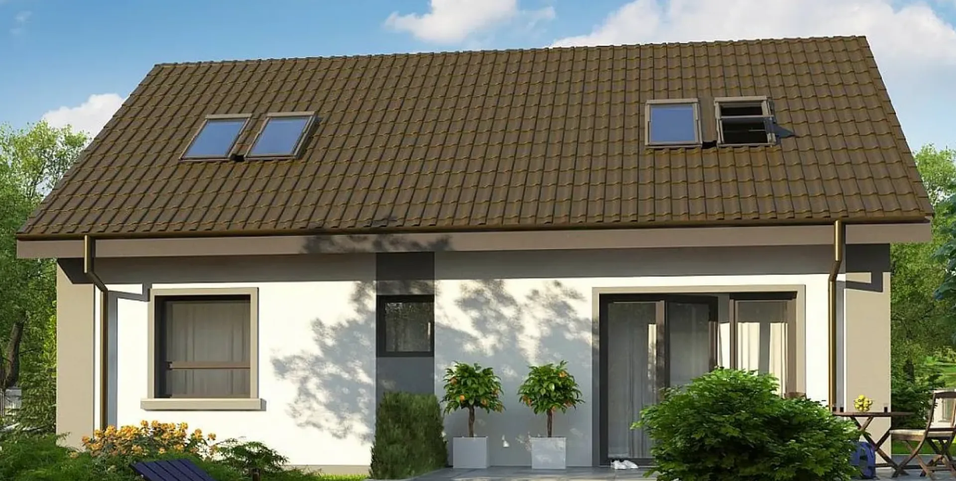 Компактный мансардный дом с большой террасой S3-137-1 (Z12 P)