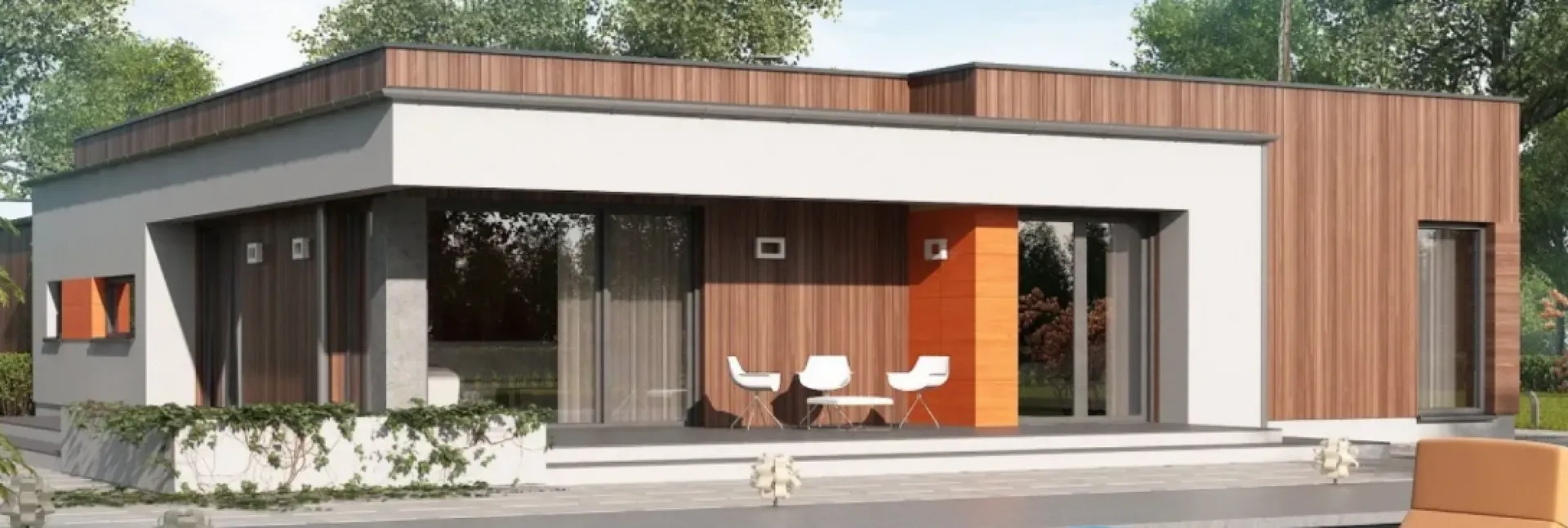 Современный одноэтажный дом без гаража S3-147-5 (ZX103 bG)