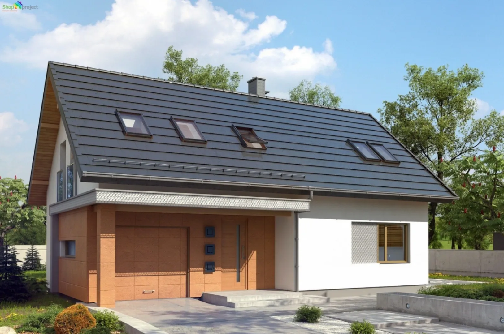 Одноэтажный загородный дом с гаражом S3-155 (Z269)