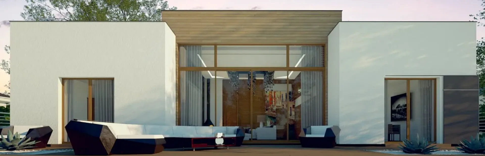 Одноэтажный дом в стиле современного минимализма S3-168 (Zx111)