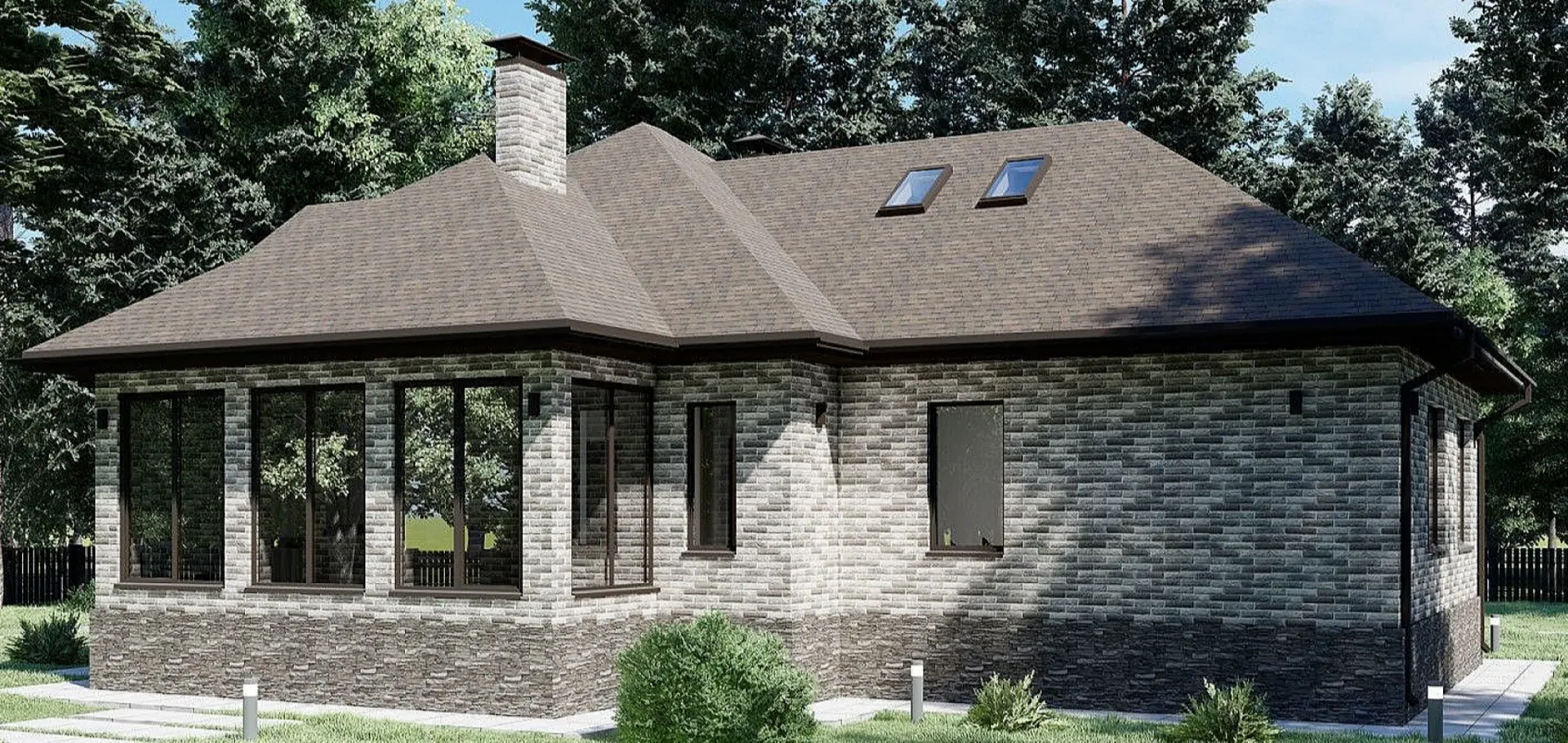 Одноэтажный дом с мансардой и эркером в гостиной S-186