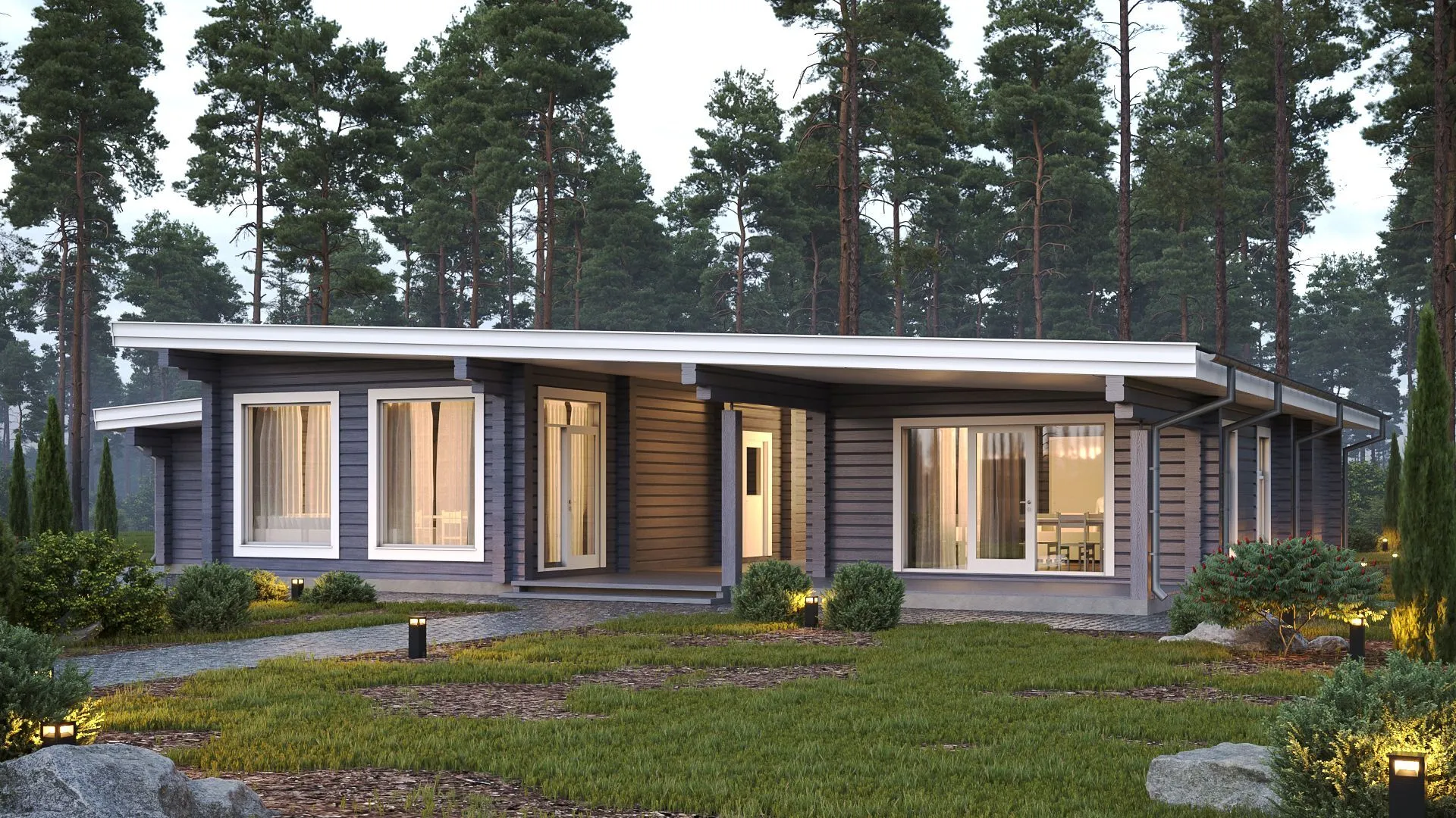 Дом с баней из клееного бруса