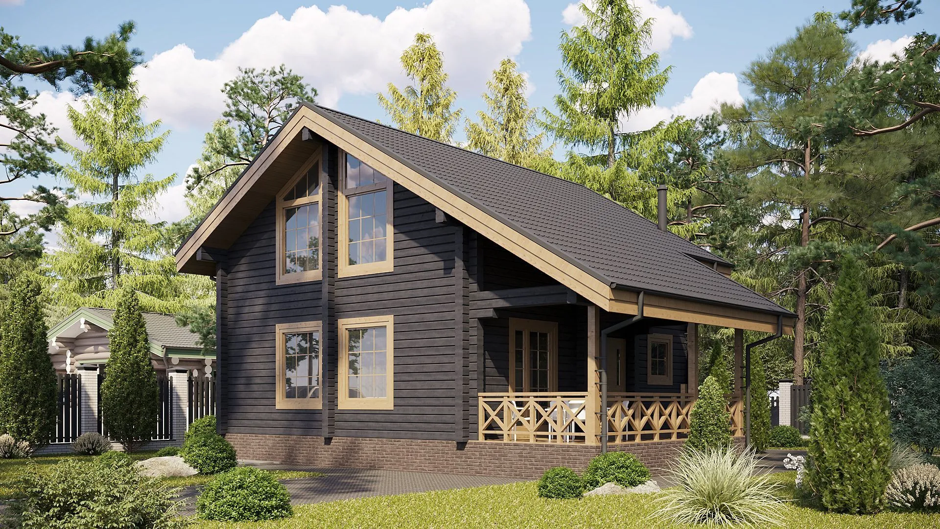 Небольшой двухэтажный дом из клееного бруса 8-19-3