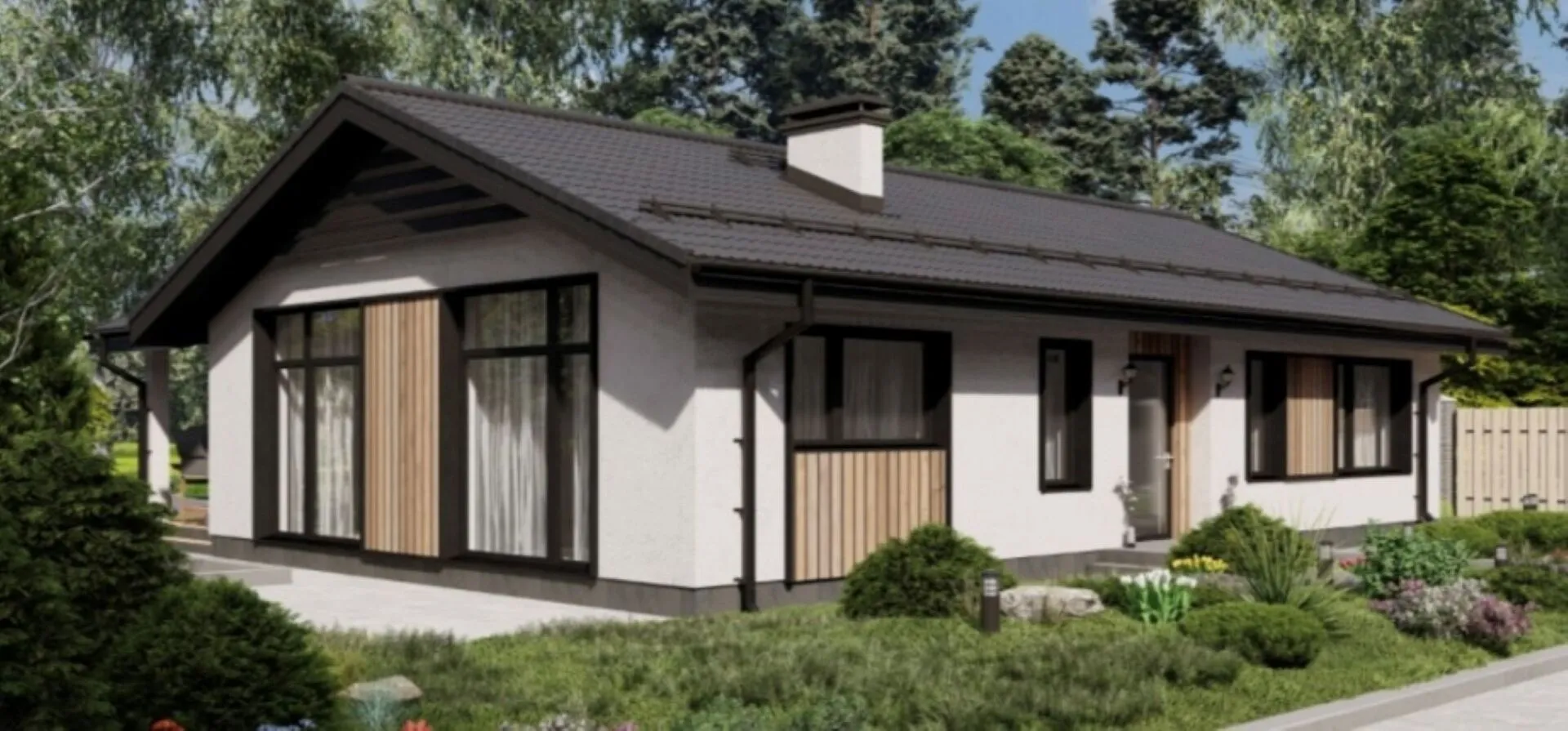 Одноэтажный дом по каркасной технологии РС-9