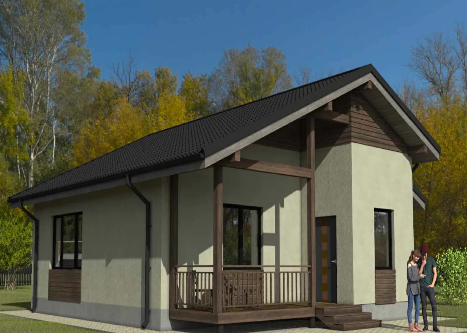 Проект дома из ячеистого бетона 9,6 на 9,9 м