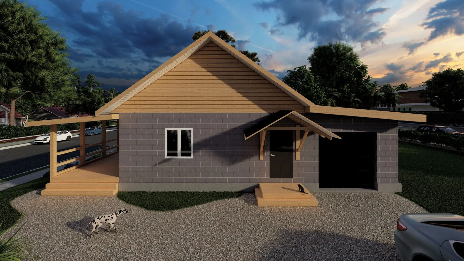 Арболитовый Комфорт с гаражом и террасой