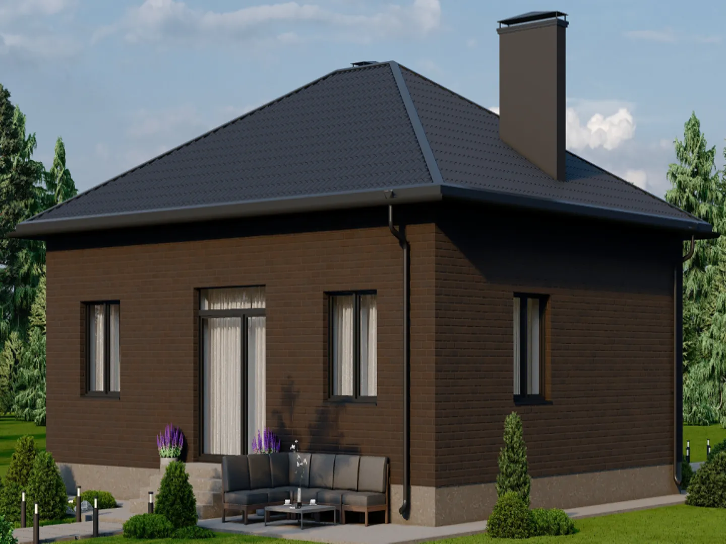 Одноэтажный жилой дом 90 м2