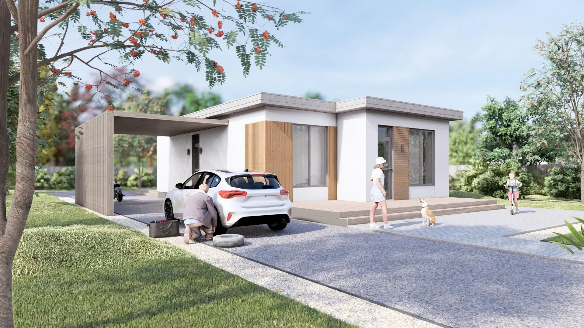 Монолитный одноэтажный дом L