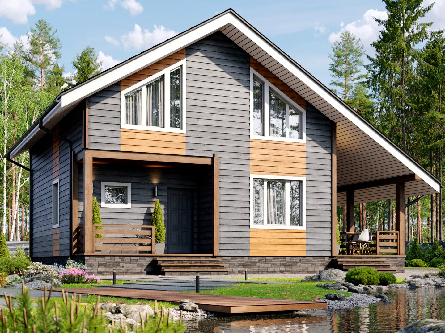 Двухэтажный загородный дом «Заря»