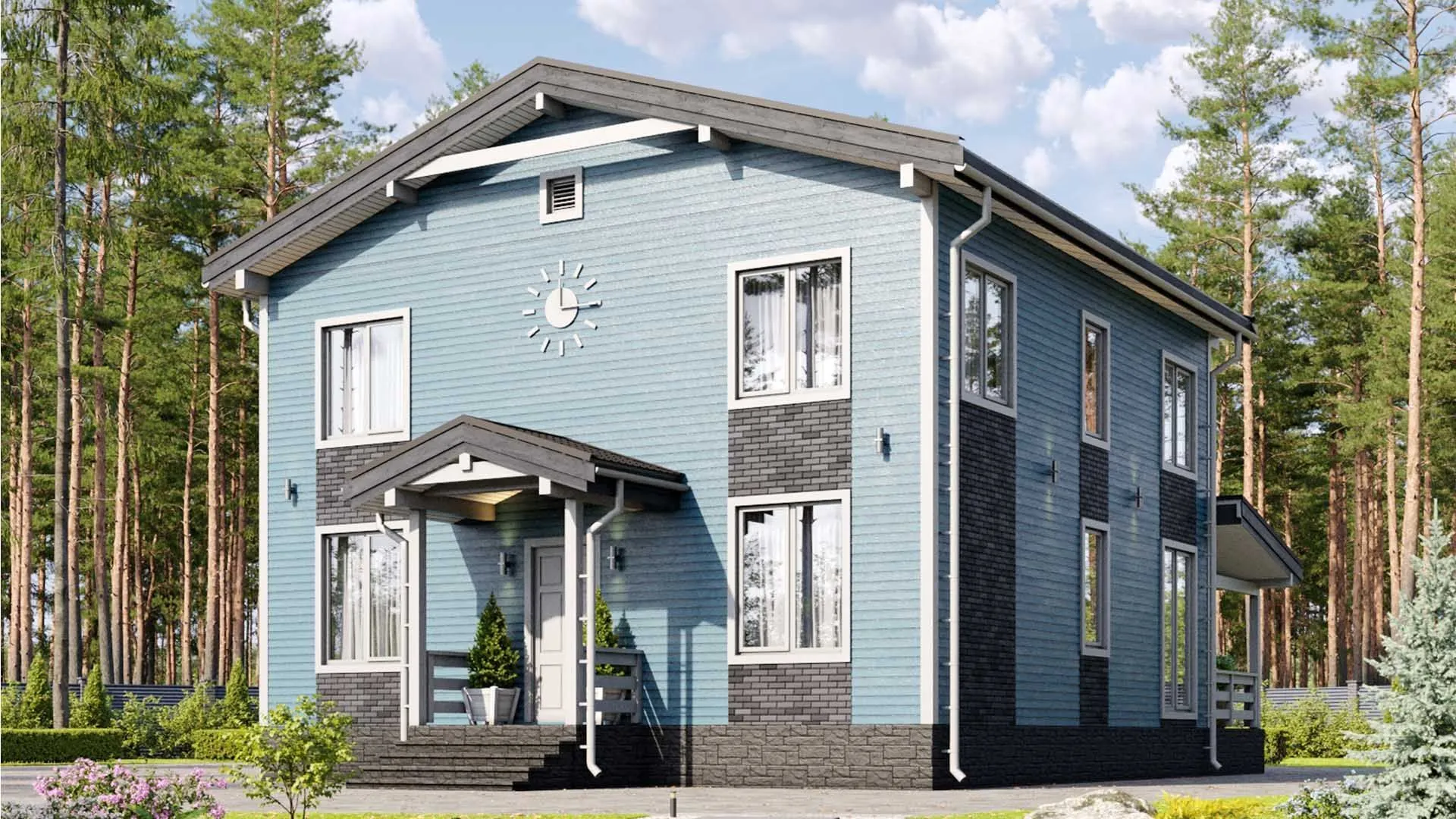 Двухэтажный загородный дом «Сибирь»