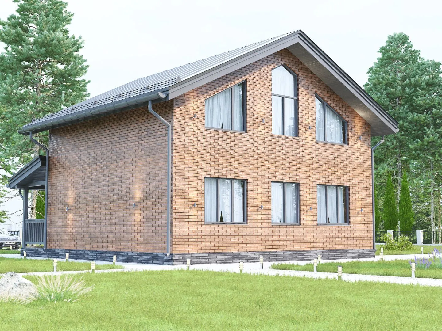 Двухэтажный каменный дом 