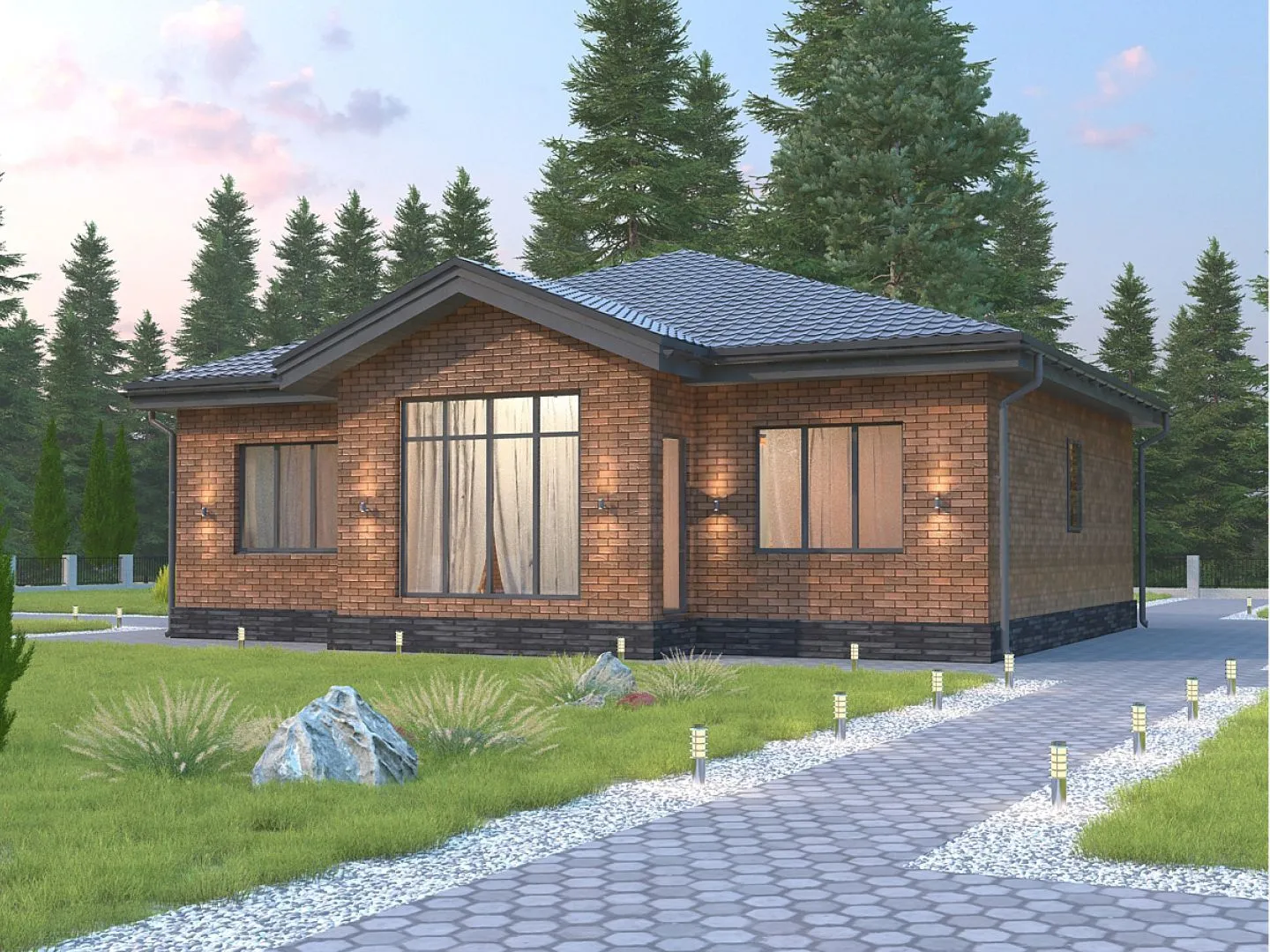 Одноэтажный каменный дом 