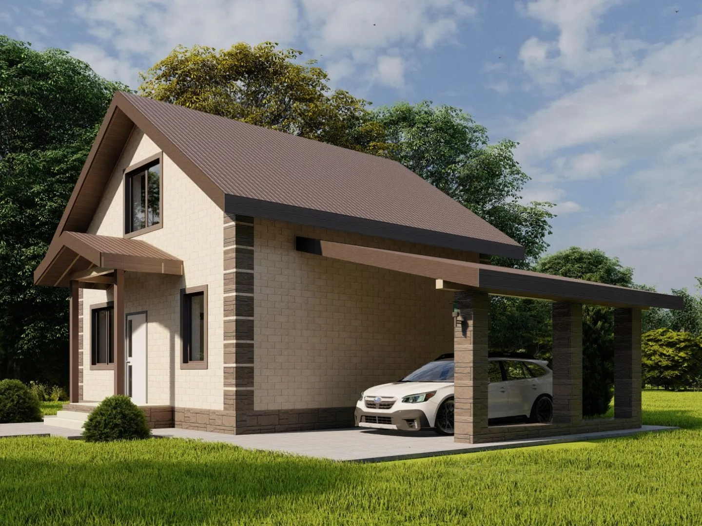 Двухэтажный каменный дом 