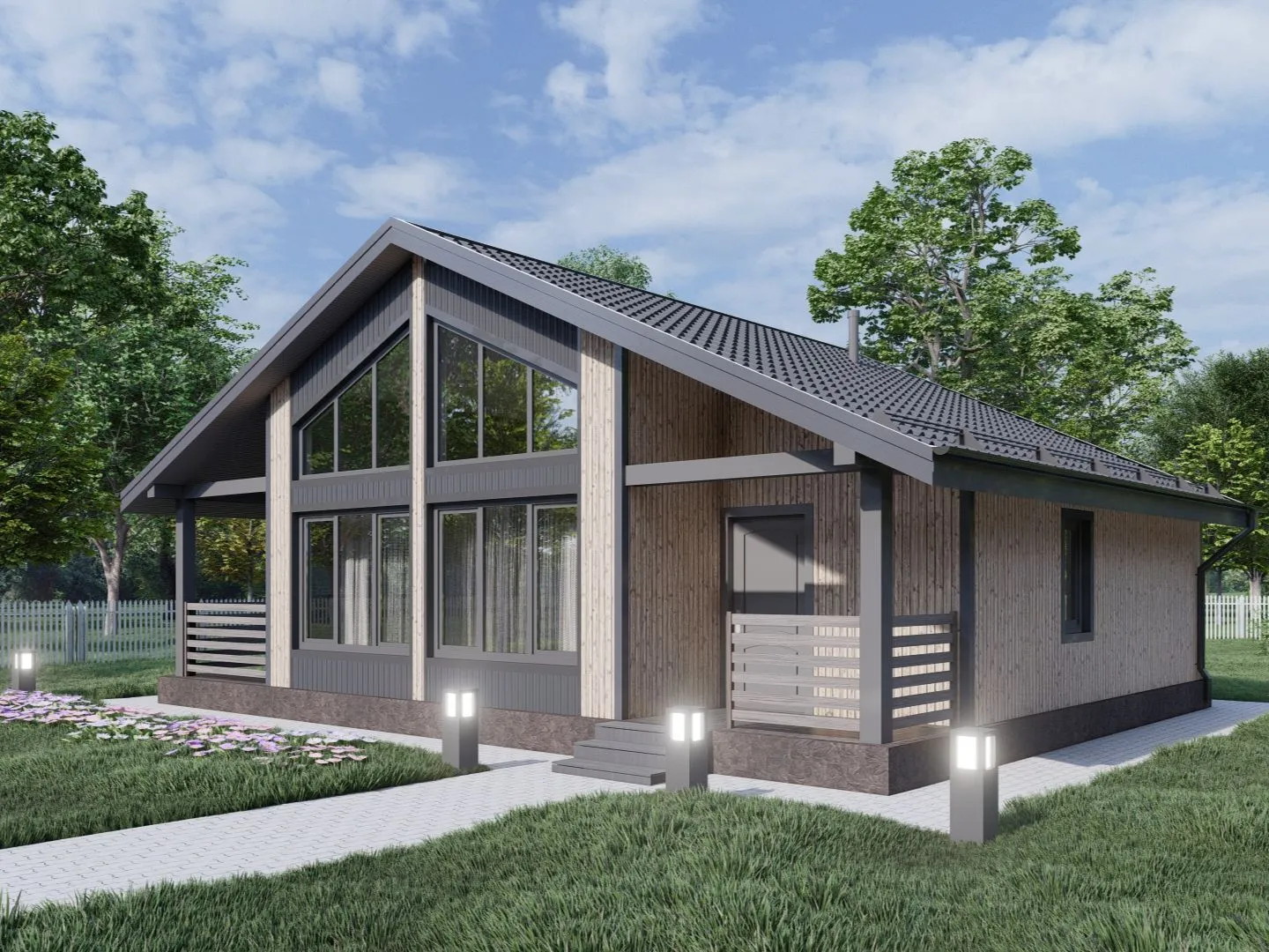 Одноэтажный каркасный дом 