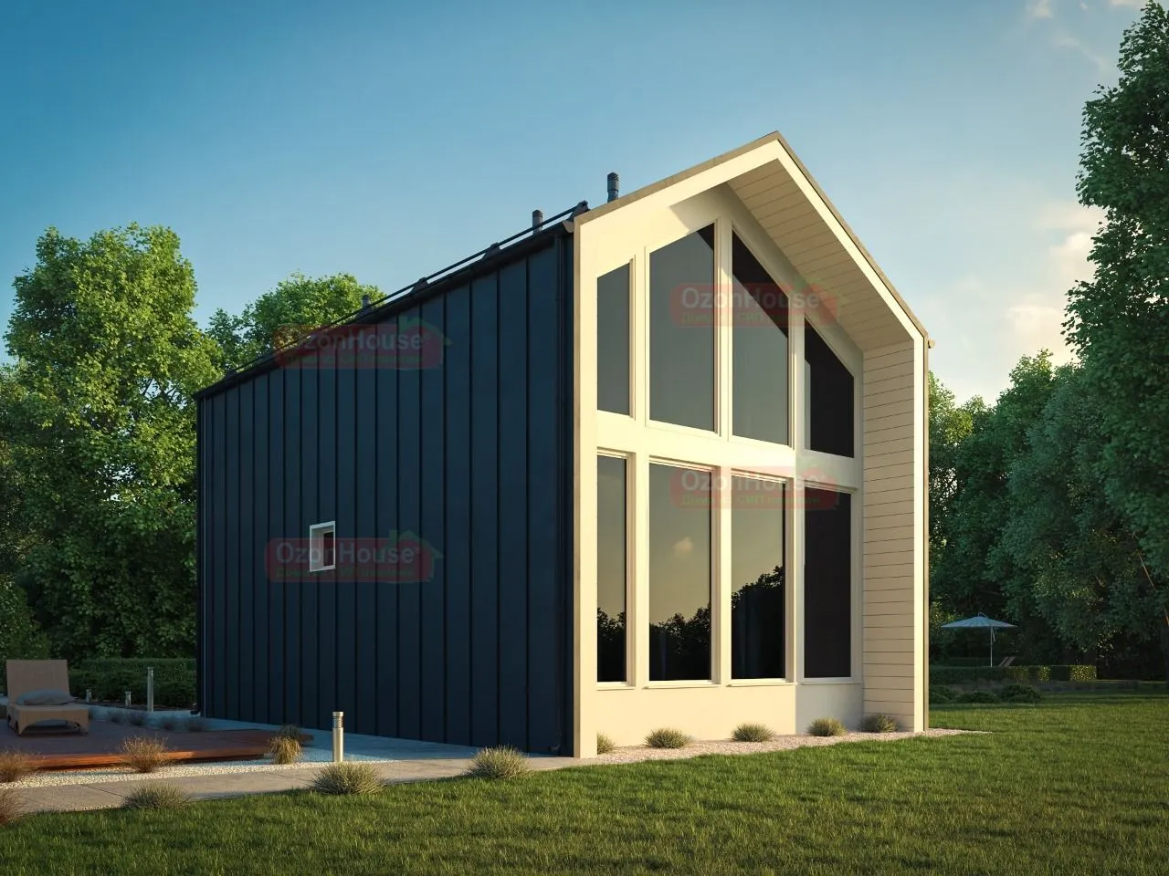 Двухэтажный дом в стиле Barnhouse - 75 кв.м