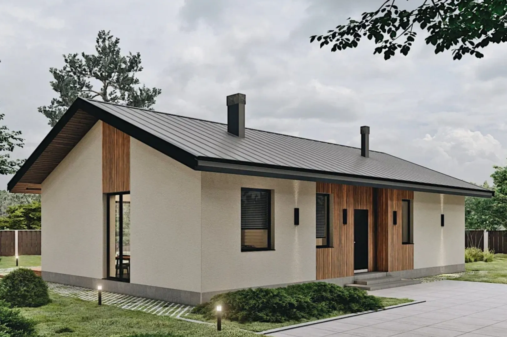 Одноэтажный дом в скандинавском стиле 